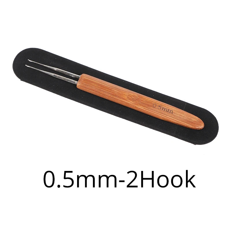 Nunify New Double Side Crochet Needle Hooks For Dreadlock Crochet Hook For Hair Braiding Bamboo Handle One Double Triple Head