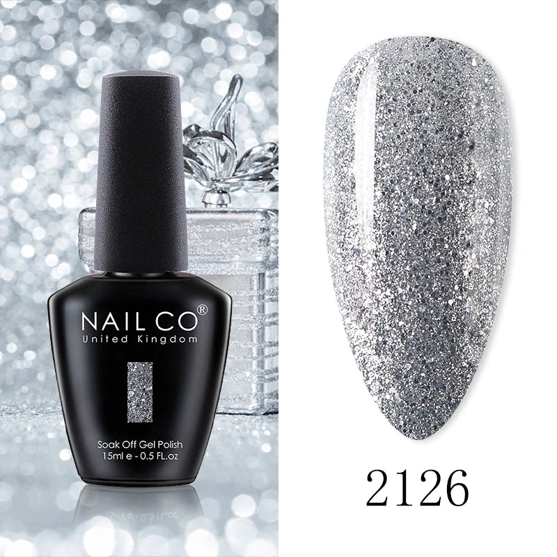 NAILCO 15ML Top Gel Nail Polish Nails Semi-permanent UV Varnish Glitter High Quality Glass Bottle Nail Art Polish For Manicure