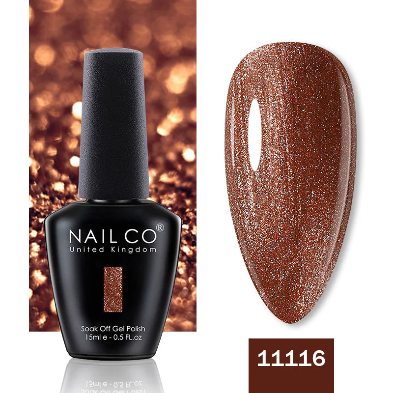NAILCO 15ML Top Gel Nail Polish Nails Semi-permanent UV Varnish Glitter High Quality Glass Bottle Nail Art Polish For Manicure