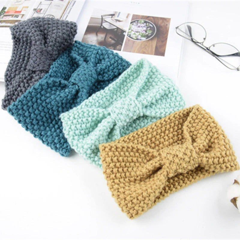 Donarsei Winter Knitted Headband - Elastic Bowknot Turban for Women