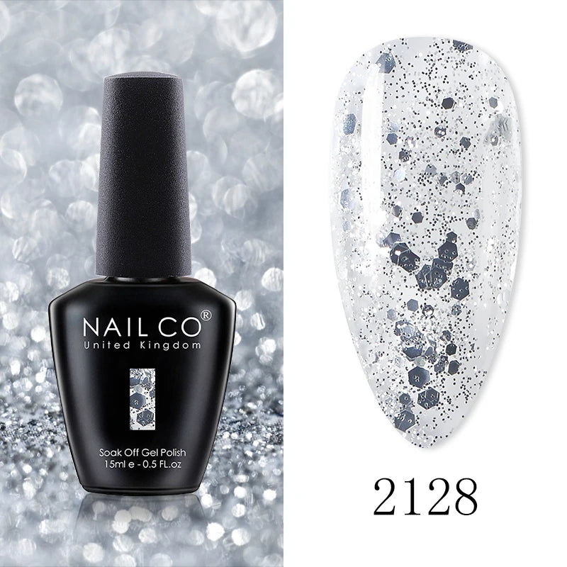 NAILCO 15ML Top Gel Nail Polish Nails Semi-permanent UV Varnish Glitter High Quality Glass Bottle Nail Art Polish For Manicure