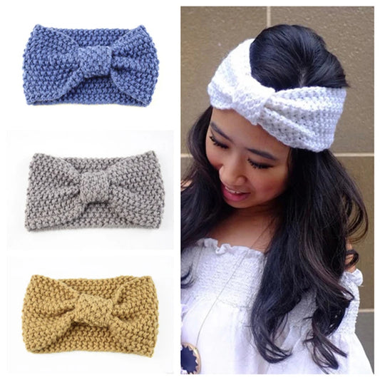 Donarsei Winter Knitted Headband - Elastic Bowknot Turban for Women