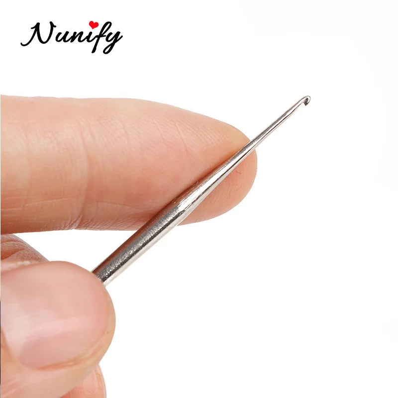 Nunify New Double Side Crochet Needle Hooks For Dreadlock Crochet Hook For Hair Braiding Bamboo Handle One Double Triple Head