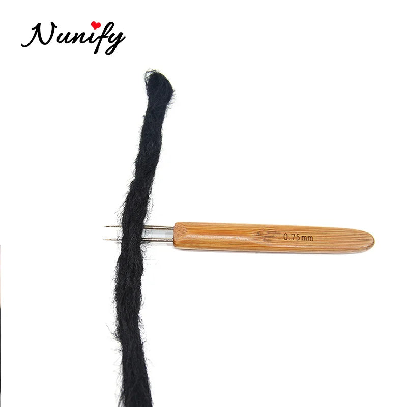 Nunify New Double Side Crochet Needle Hooks For Dreadlock Crochet Hook For Hair Braiding Bamboo Handle One Double Triple Head