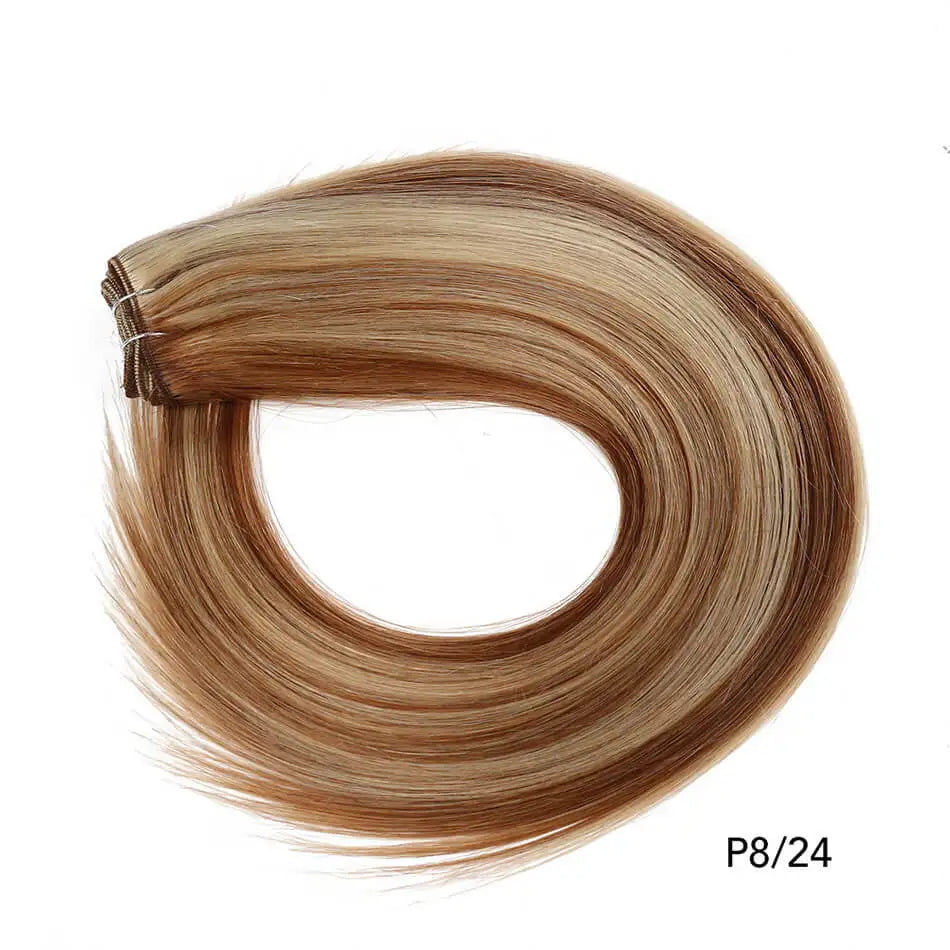 Human Hair Bundles Straight Double Drawn Weft European Remy Natural Human Hair Weaves Extension 100g Can Curly Hair