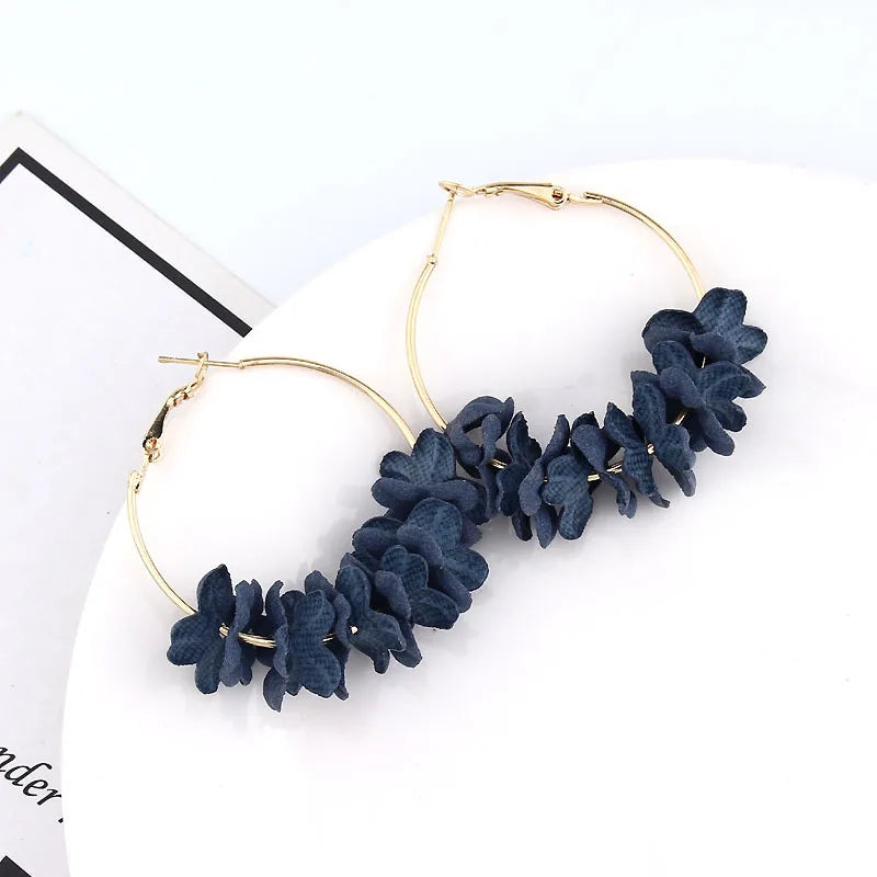 Charm Korean Fashion New Earrings Temperament Hot Selling Fabric Flower Earrings Women Wholesale Women Steel Earrings