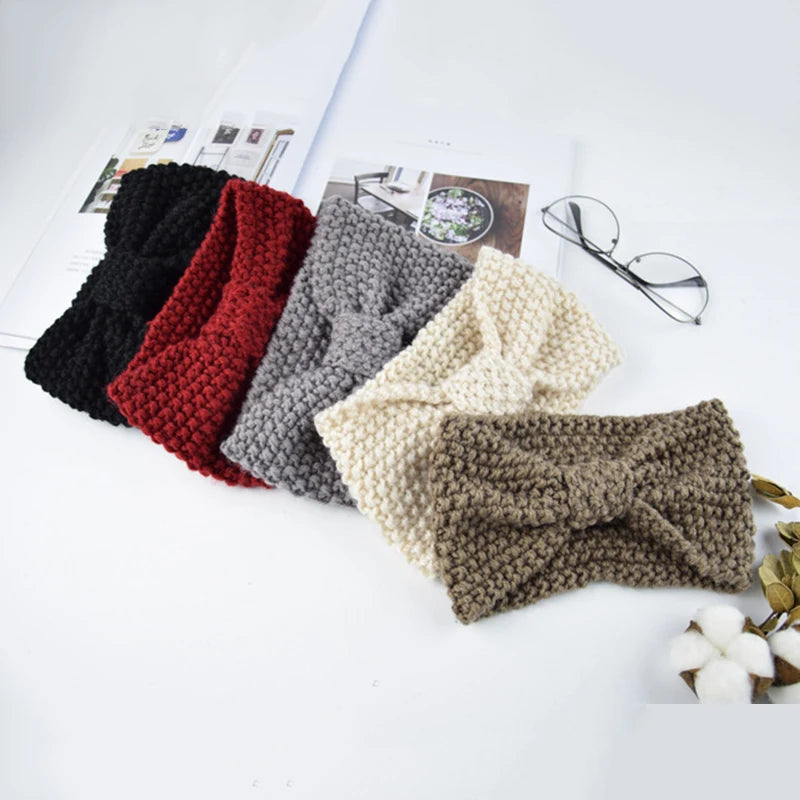 Donarsei Winter Knitted Headband - Elastic Bowknot Turban for Women