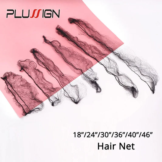Plussign 20pcs Invisible Hairnet - Long Size 24-46 Inch Mesh Wig Caps