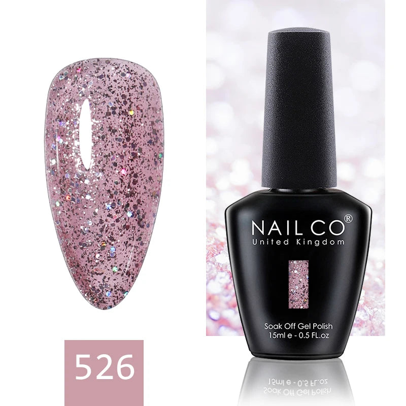 NAILCO 15ML Top Gel Nail Polish Nails Semi-permanent UV Varnish Glitter High Quality Glass Bottle Nail Art Polish For Manicure