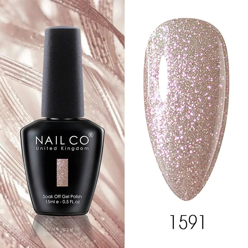 NAILCO 15ML Top Gel Nail Polish Nails Semi-permanent UV Varnish Glitter High Quality Glass Bottle Nail Art Polish For Manicure