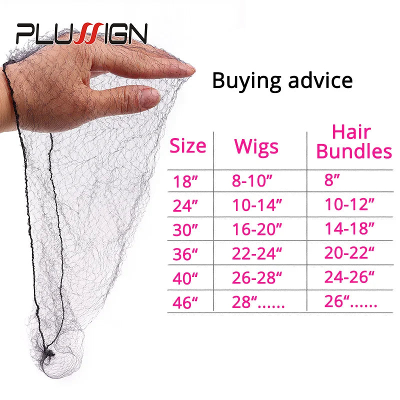 Plussign 20pcs Invisible Hairnet - Long Size 24-46 Inch Mesh Wig Caps