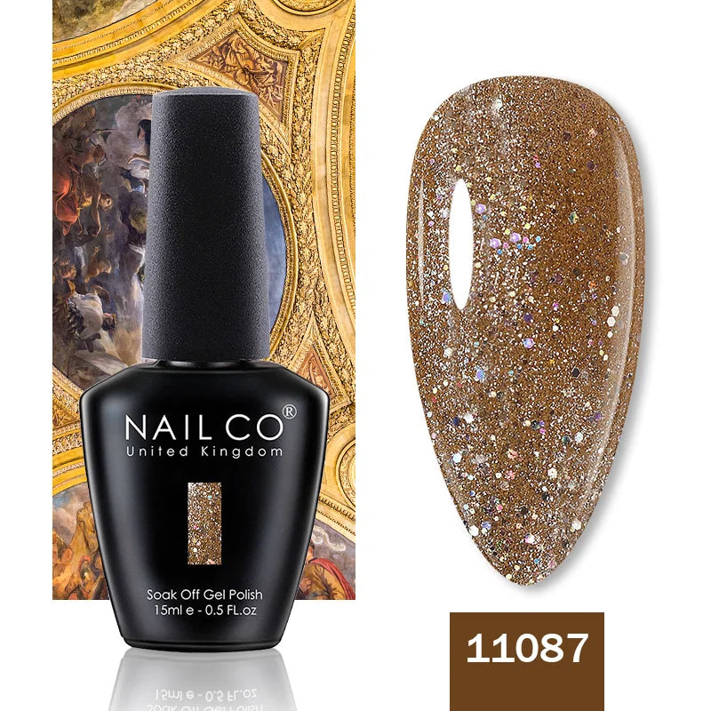 NAILCO 15ML Top Gel Nail Polish Nails Semi-permanent UV Varnish Glitter High Quality Glass Bottle Nail Art Polish For Manicure