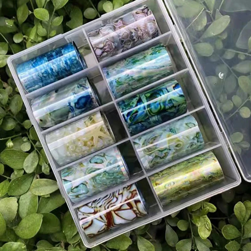 Tortoiseshell Amber Nails Tortoise Shell Sea Shell Sheets Nail Art Foil Transfer Decals Wraps Tips Nail Manicure Decorations