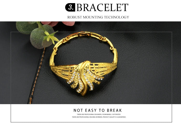 ANIID Nigerian Jewelery Set Wedding Jewelry For Women Dubai 24K Gold Color Jewlery African Designer Earrings Bridal Necklace