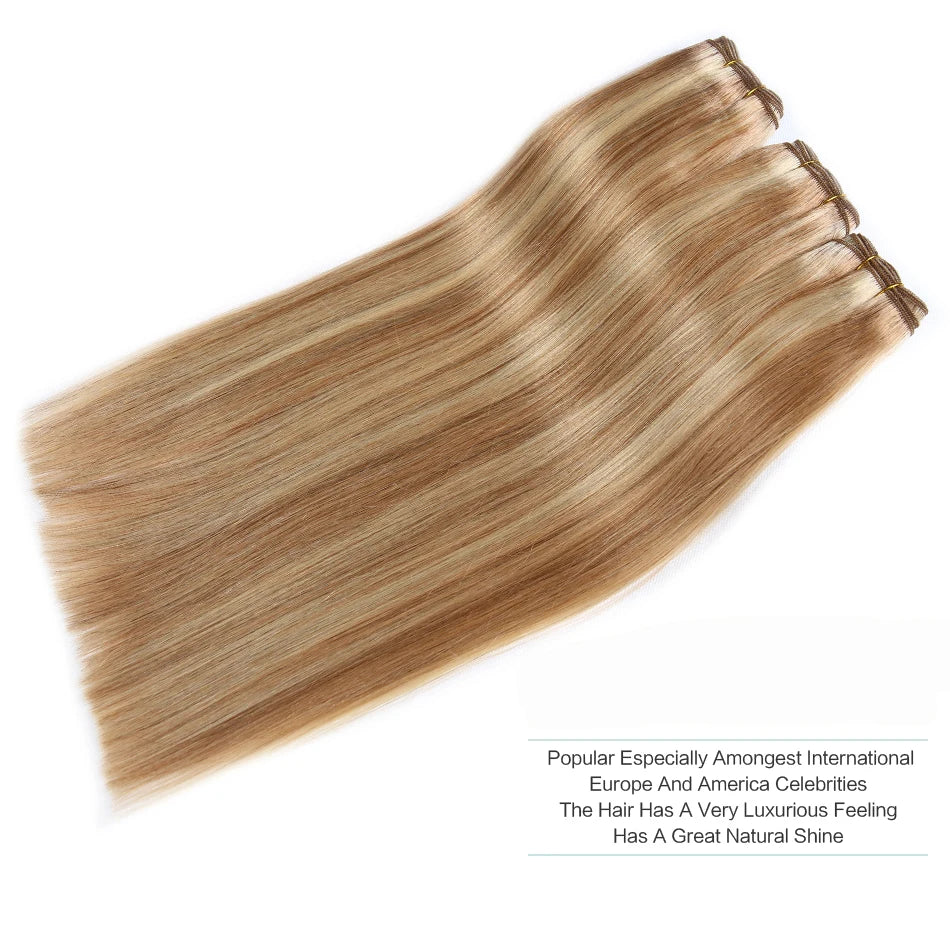 Human Hair Bundles Straight Double Drawn Weft European Remy Natural Human Hair Weaves Extension 100g Can Curly Hair