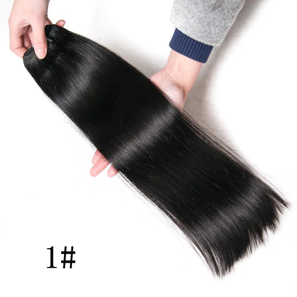 Human Hair Bundles Straight Double Drawn Weft European Remy Natural Human Hair Weaves Extension 100g Can Curly Hair