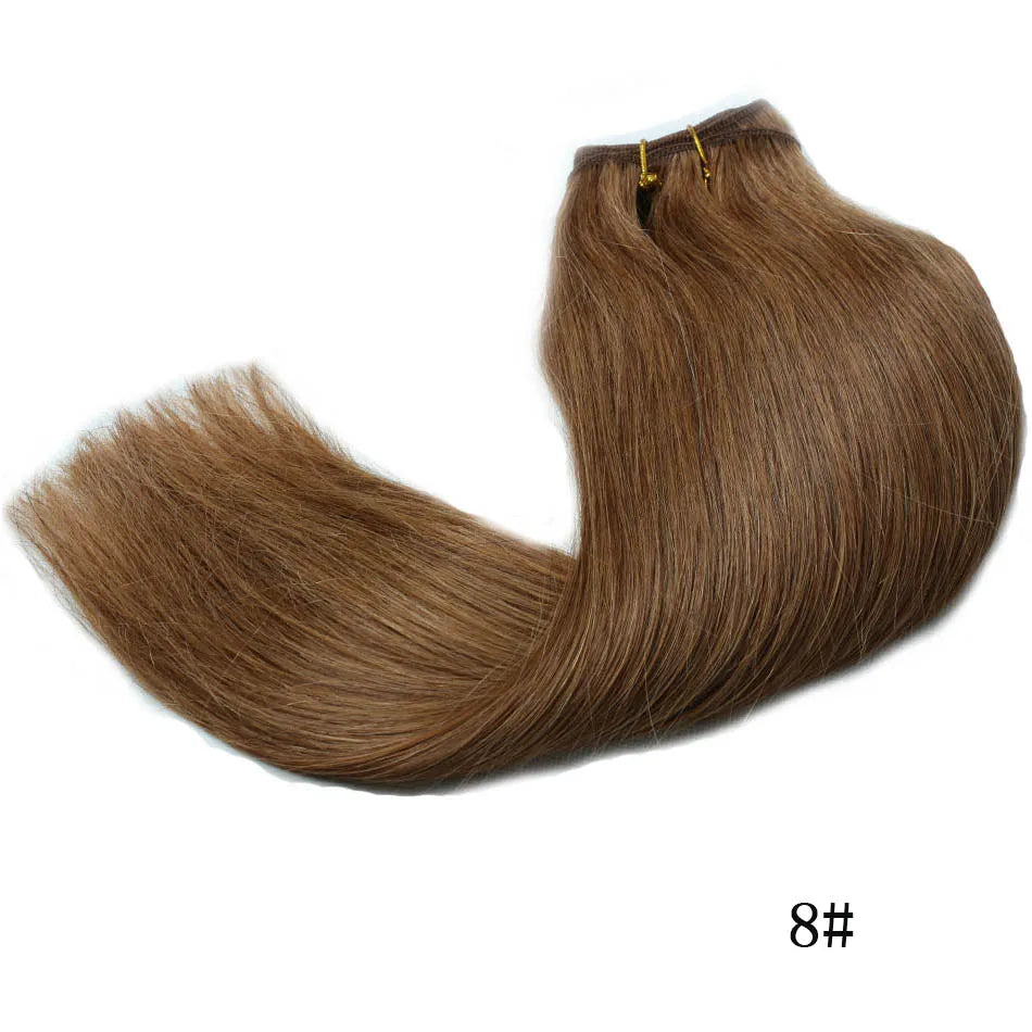 Human Hair Bundles Straight Double Drawn Weft European Remy Natural Human Hair Weaves Extension 100g Can Curly Hair