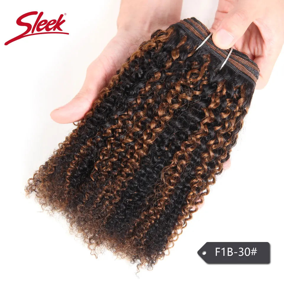 Sleek Afro Kinky Weave Curly Hair 1 Piece Ombre Mongolian Human Hair Weave Bundles Deal #P4/27 #F4/30# P4/30 Remy Hair Extension