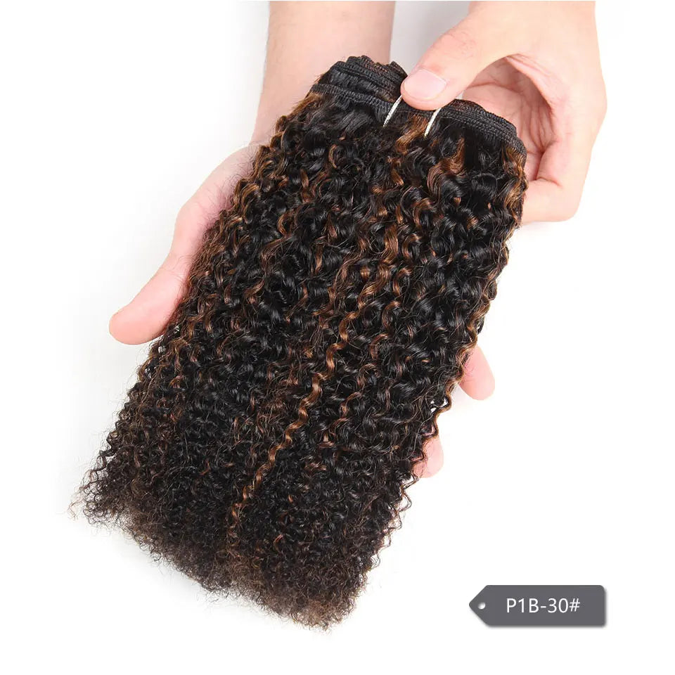 Sleek Afro Kinky Weave Curly Hair 1 Piece Ombre Mongolian Human Hair Weave Bundles Deal #P4/27 #F4/30# P4/30 Remy Hair Extension