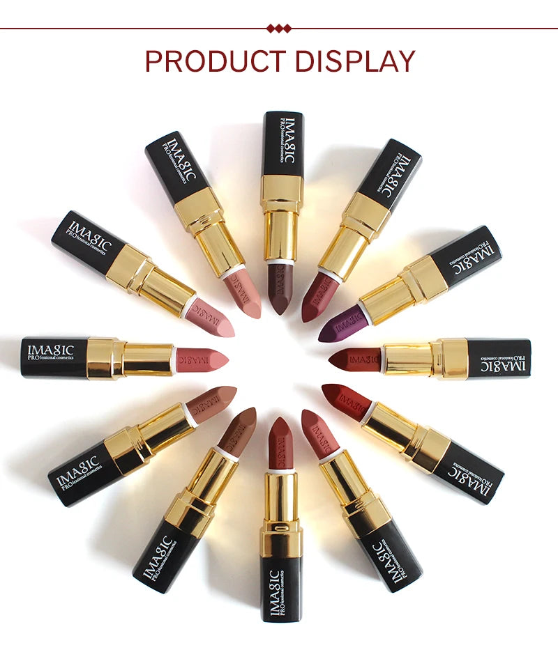 IMAGIC Lipstick Moisturizer Lips Smooth Lip Stick Long Lasting Charming Lip Lipstick Cosmetic Beauty Makeup 12 Colors