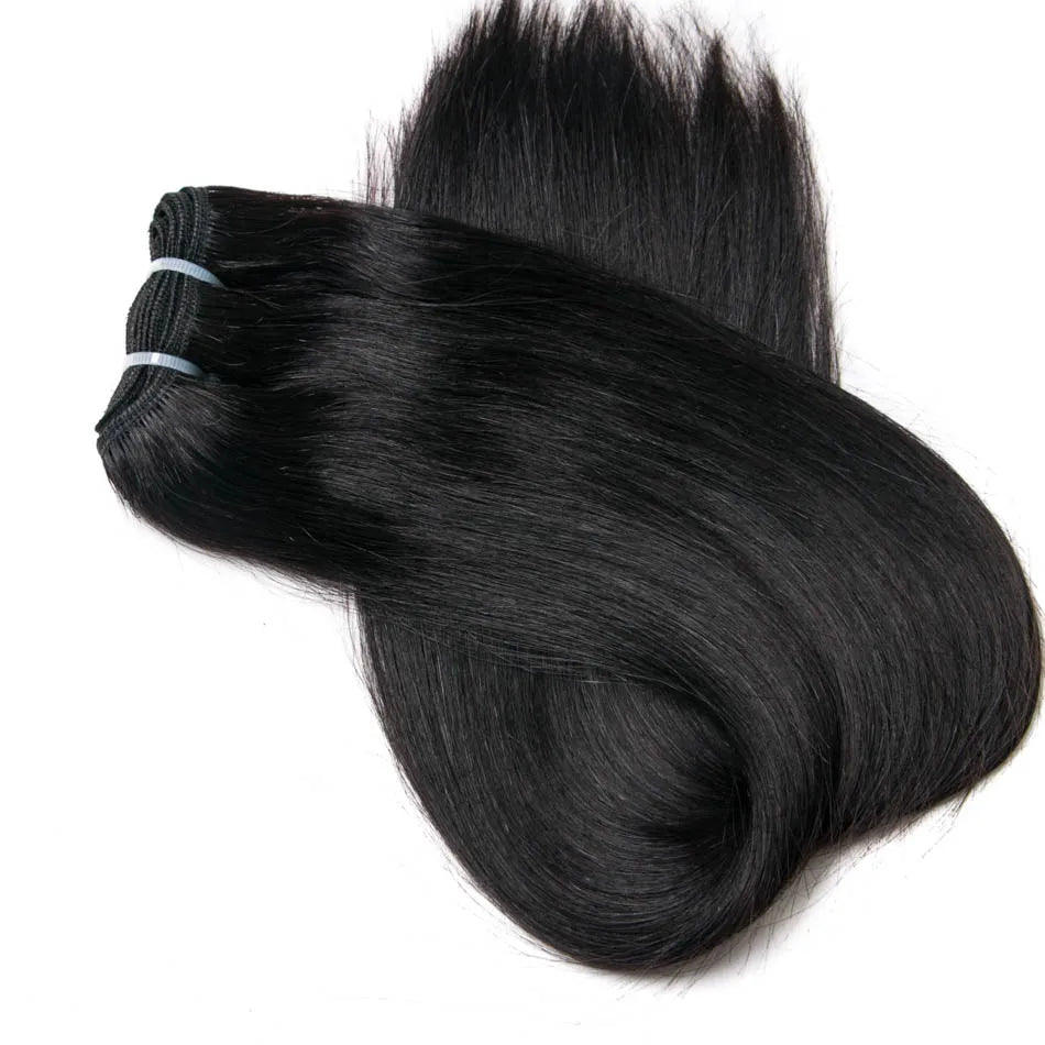 Human Hair Bundles Straight Double Drawn Weft European Remy Natural Human Hair Weaves Extension 100g Can Curly Hair