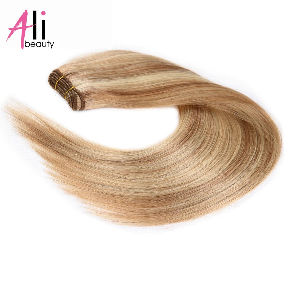 Human Hair Bundles Straight Double Drawn Weft European Remy Natural Human Hair Weaves Extension 100g Can Curly Hair