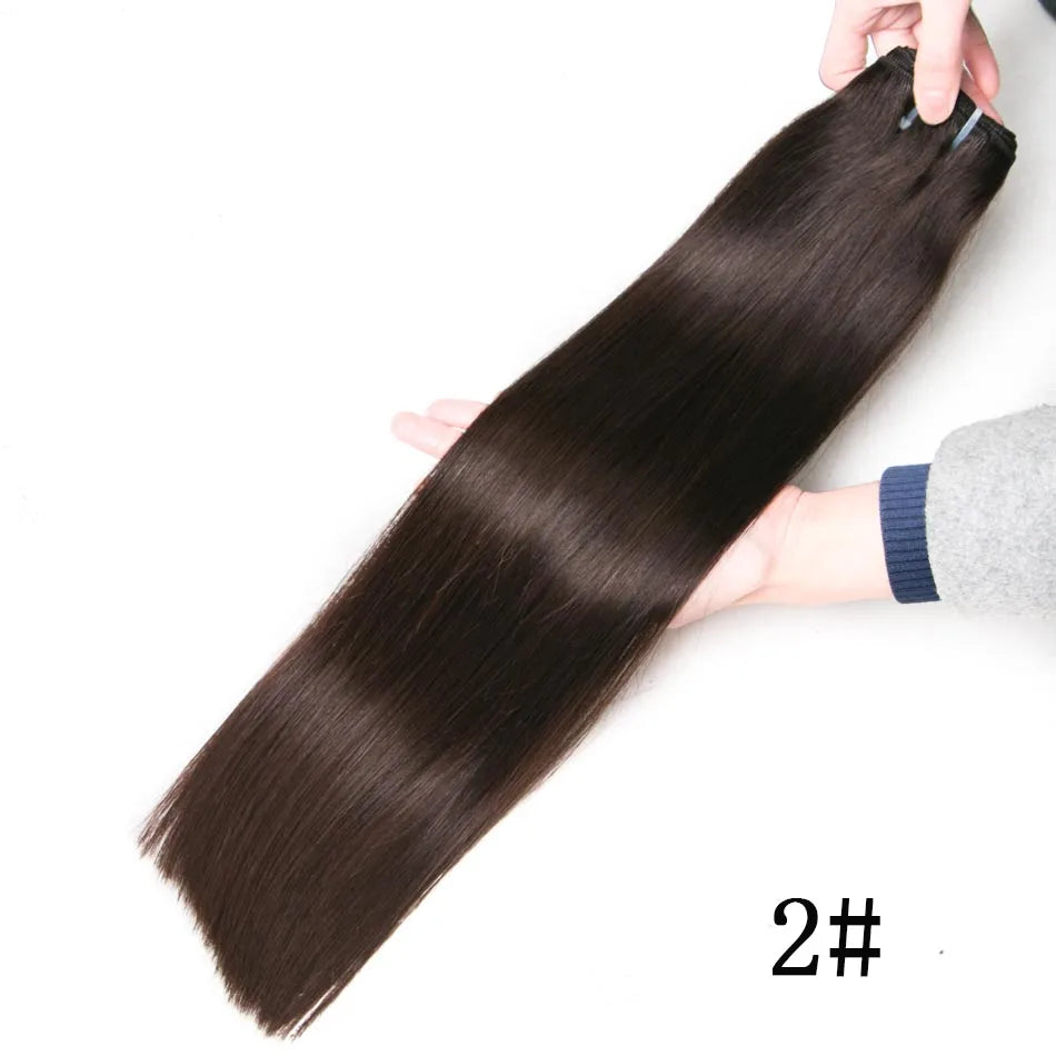 Human Hair Bundles Straight Double Drawn Weft European Remy Natural Human Hair Weaves Extension 100g Can Curly Hair