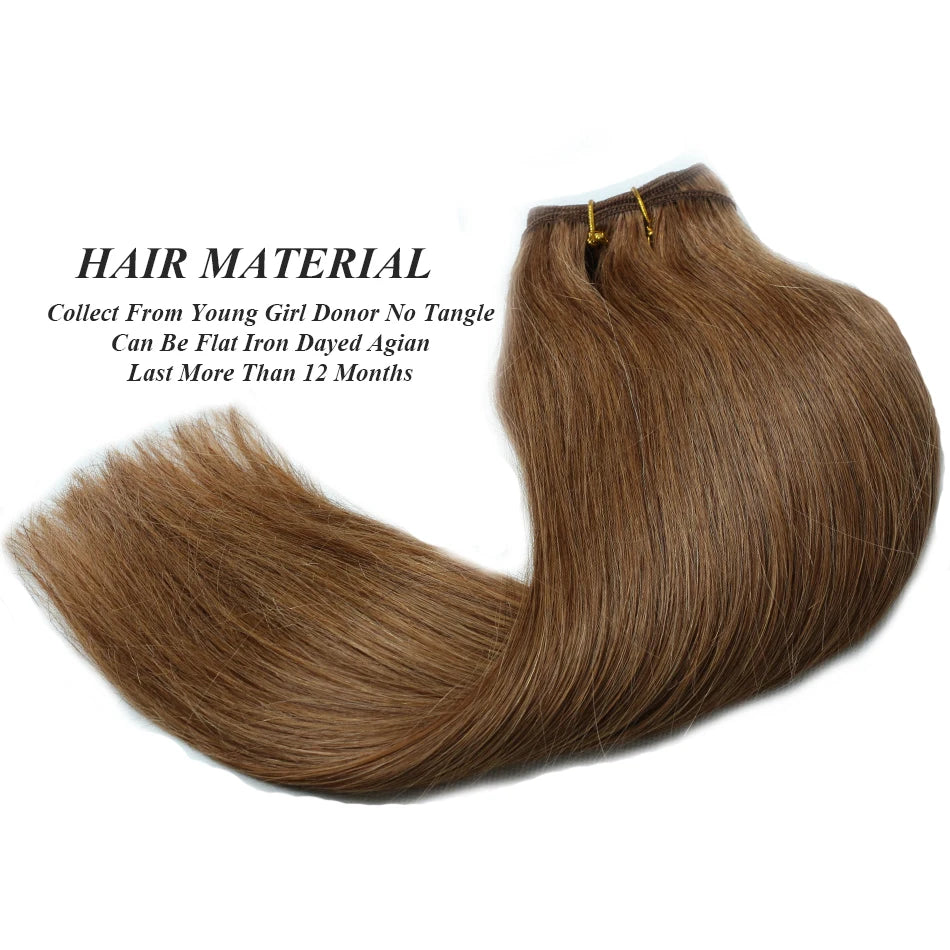 Human Hair Bundles Straight Double Drawn Weft European Remy Natural Human Hair Weaves Extension 100g Can Curly Hair