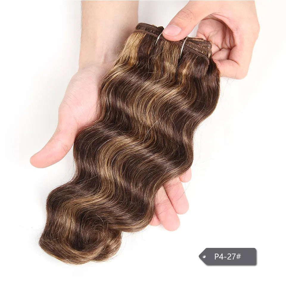 Brazilian Body Wave P4/27 P6/27 Red 99J Ombre T1B/27 Human Hair Bundles Sleek Double Drawn Remy Human Hair Extension For Black