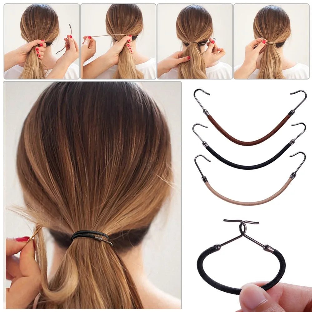 Women's Elastic Hair Bands Gum with Hook Ponytail Holder Bungee Hair Thick/Curly Hair Styling Tools 15/18/24/30 PCS