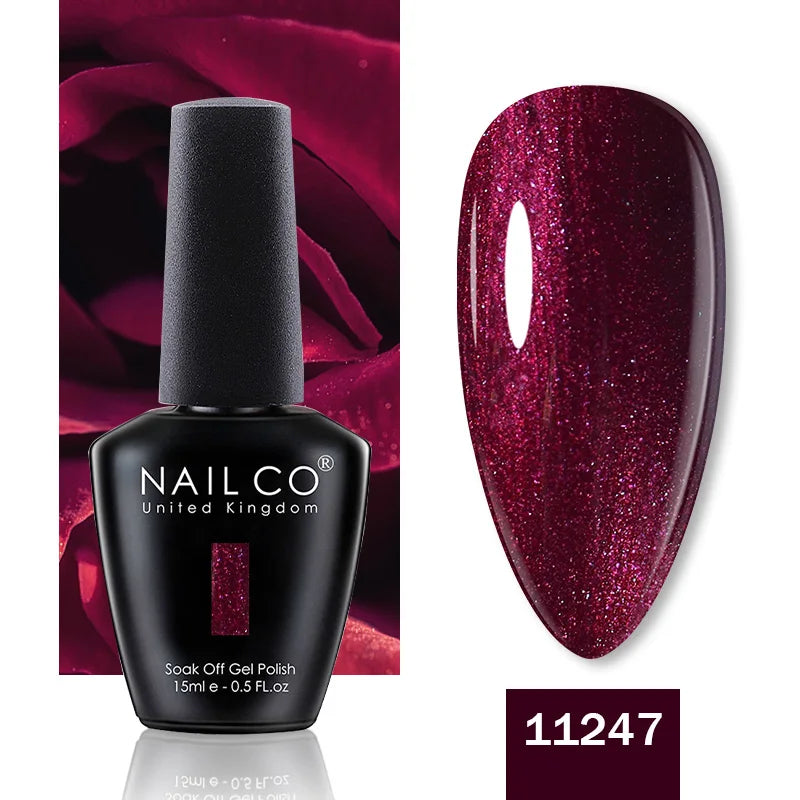 NAILCO 15ML Top Gel Nail Polish Nails Semi-permanent UV Varnish Glitter High Quality Glass Bottle Nail Art Polish For Manicure