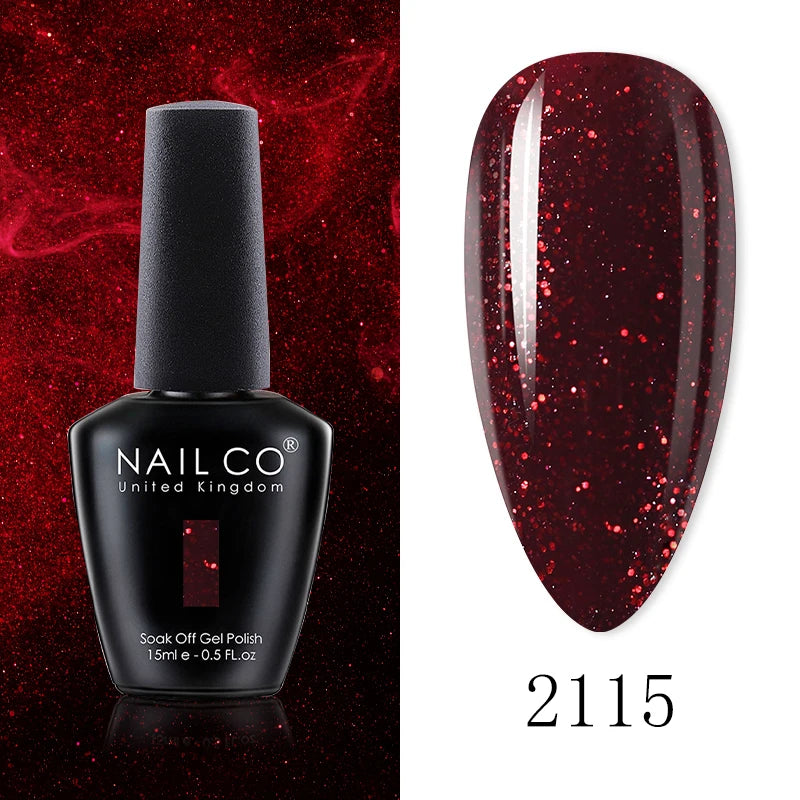 NAILCO 15ML Top Gel Nail Polish Nails Semi-permanent UV Varnish Glitter High Quality Glass Bottle Nail Art Polish For Manicure