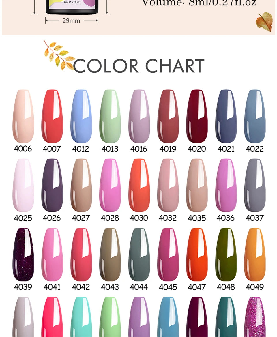 NAILCO 8ml Pink Red Colors Gel Nail Polish Nail Art Varnishes Gel Lacquer Coat LED Nails Manicure Design UV Gel Varnish Soak Off