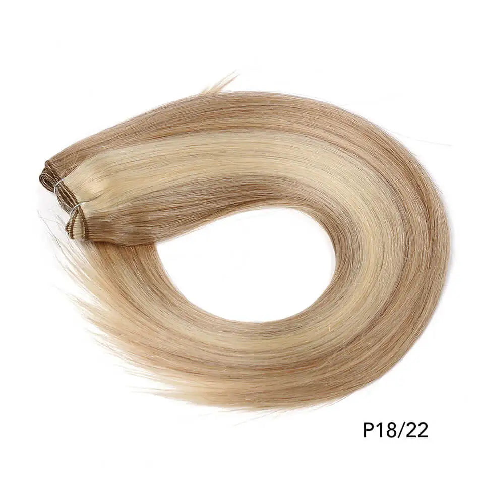Human Hair Bundles Straight Double Drawn Weft European Remy Natural Human Hair Weaves Extension 100g Can Curly Hair