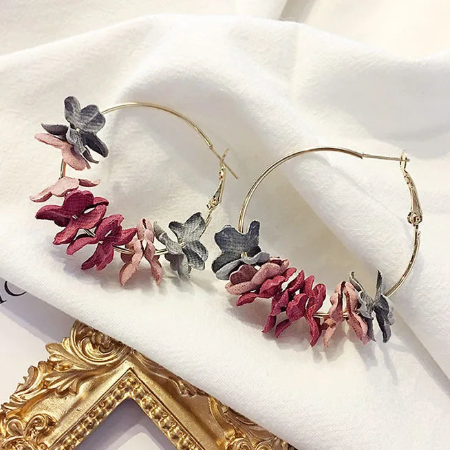Charm Korean Fashion New Earrings Temperament Hot Selling Fabric Flower Earrings Women Wholesale Women Steel Earrings