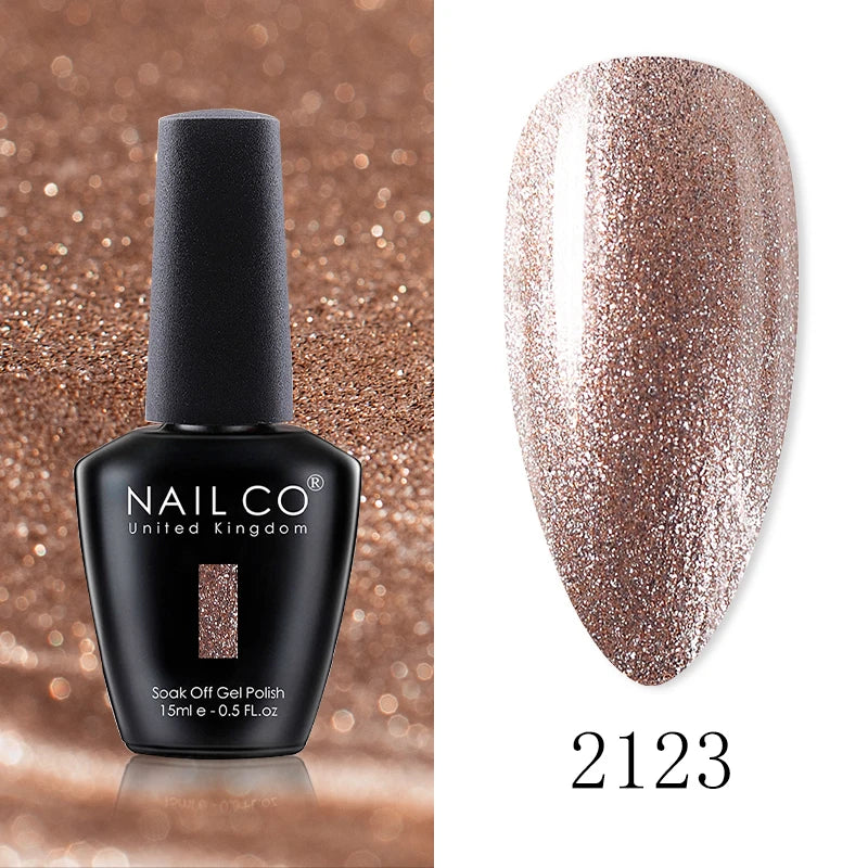 NAILCO 15ML Top Gel Nail Polish Nails Semi-permanent UV Varnish Glitter High Quality Glass Bottle Nail Art Polish For Manicure