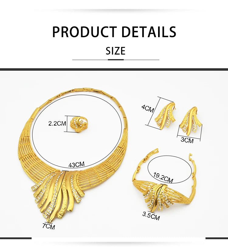 ANIID Nigerian Jewelery Set Wedding Jewelry For Women Dubai 24K Gold Color Jewlery African Designer Earrings Bridal Necklace