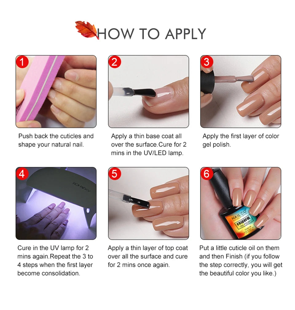 NAILCO 8ml Pink Red Colors Gel Nail Polish Nail Art Varnishes Gel Lacquer Coat LED Nails Manicure Design UV Gel Varnish Soak Off