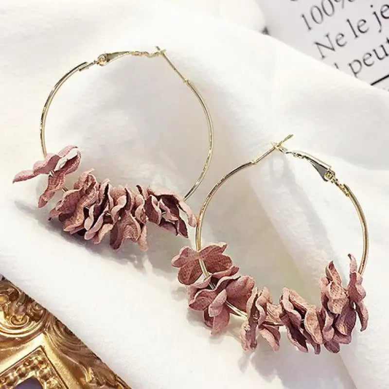 Charm Korean Fashion New Earrings Temperament Hot Selling Fabric Flower Earrings Women Wholesale Women Steel Earrings