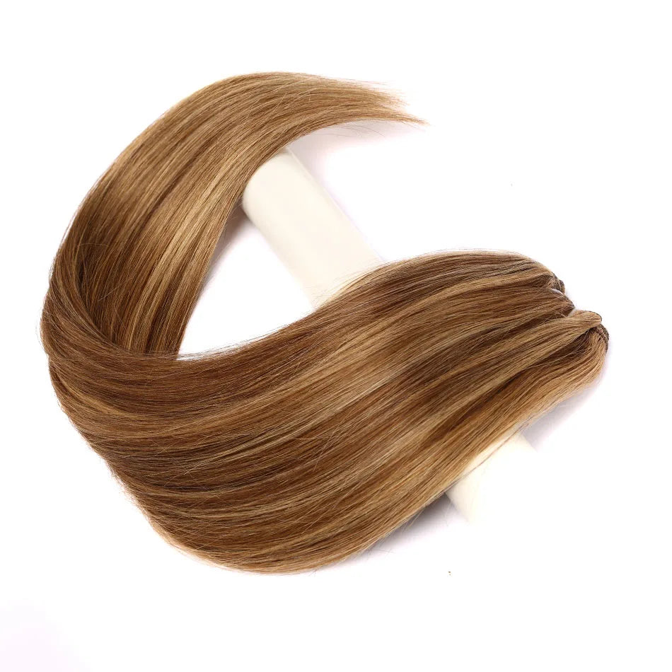 Human Hair Bundles Straight Double Drawn Weft European Remy Natural Human Hair Weaves Extension 100g Can Curly Hair
