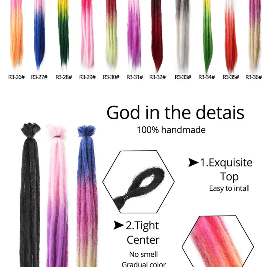 Handmade lock Extensions 20 Inch - 5/10pcs Ombre Synthetic Locs
