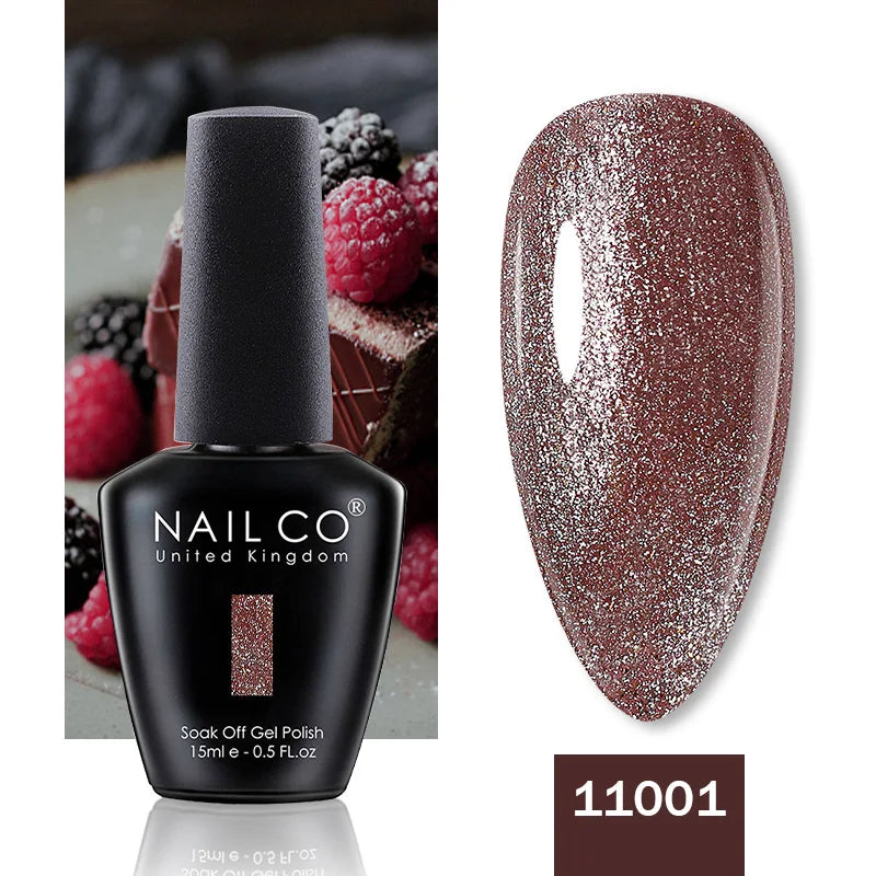 NAILCO 15ML Top Gel Nail Polish Nails Semi-permanent UV Varnish Glitter High Quality Glass Bottle Nail Art Polish For Manicure