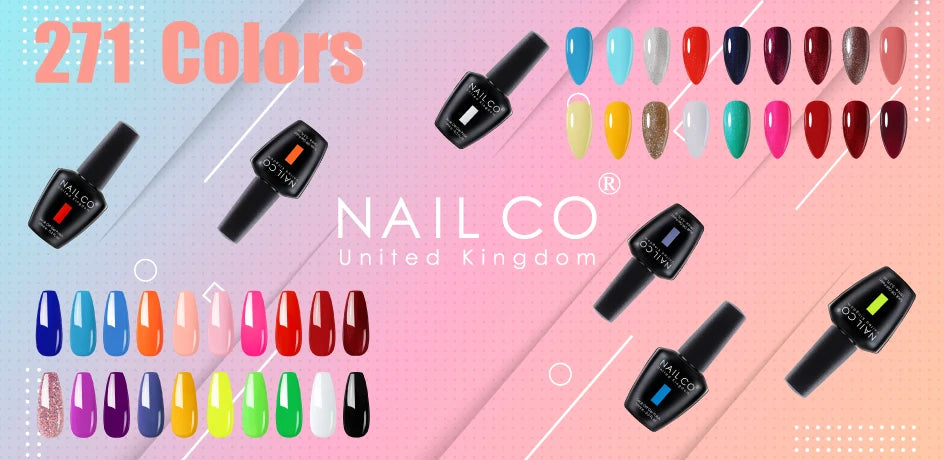 NAILCO 15ML Top Gel Nail Polish Nails Semi-permanent UV Varnish Glitter High Quality Glass Bottle Nail Art Polish For Manicure