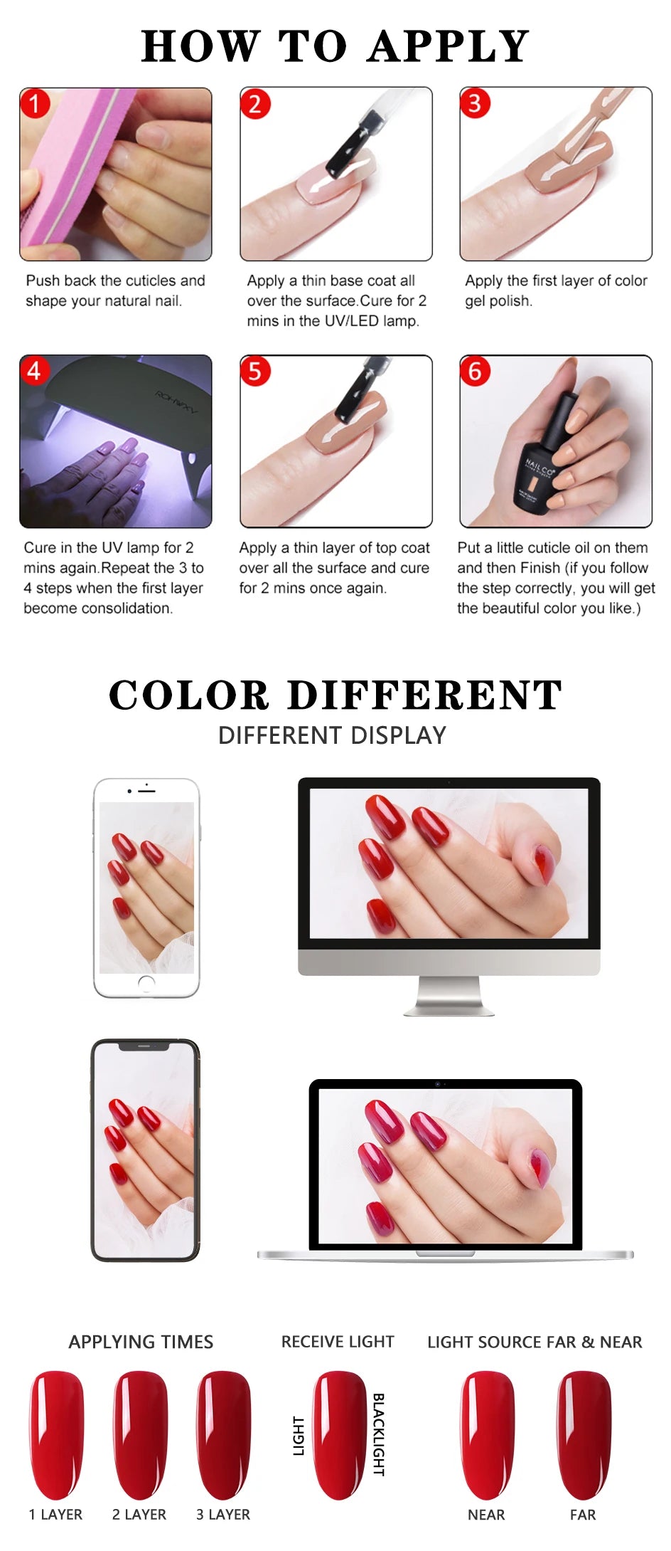 NAILCO 15ML Top Gel Nail Polish Nails Semi-permanent UV Varnish Glitter High Quality Glass Bottle Nail Art Polish For Manicure