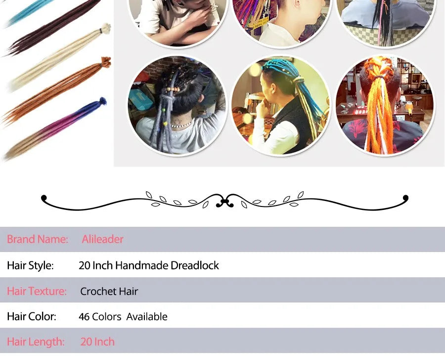 Handmade lock Extensions 20 Inch - 5/10pcs Ombre Synthetic Locs