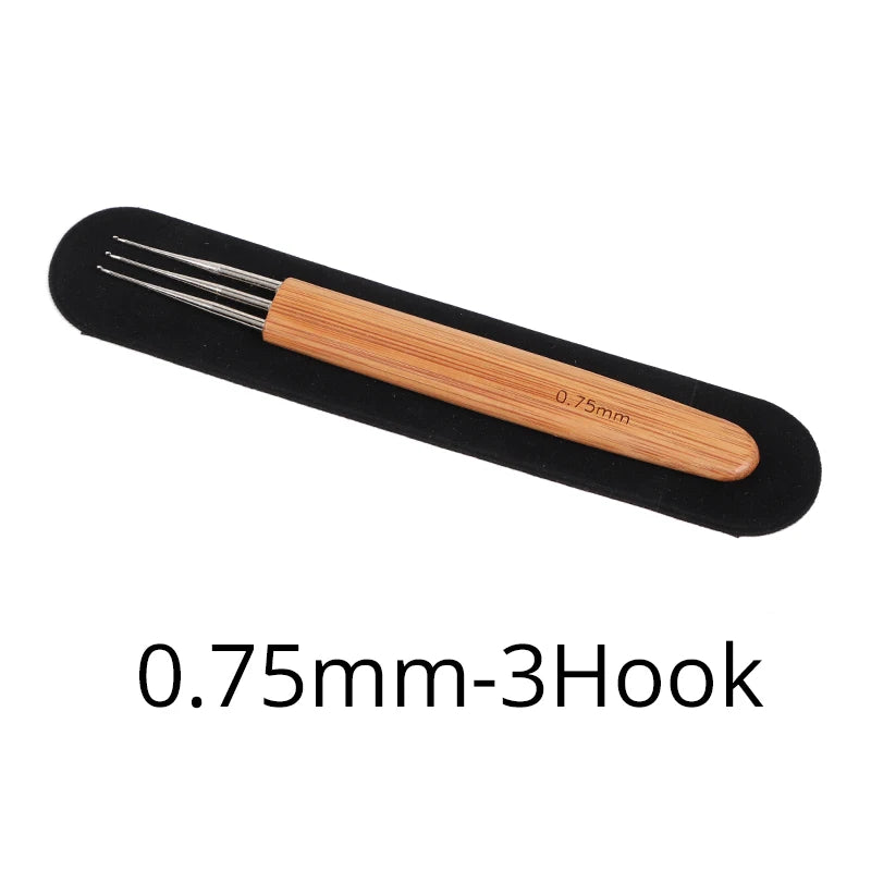 Nunify New Double Side Crochet Needle Hooks For Dreadlock Crochet Hook For Hair Braiding Bamboo Handle One Double Triple Head