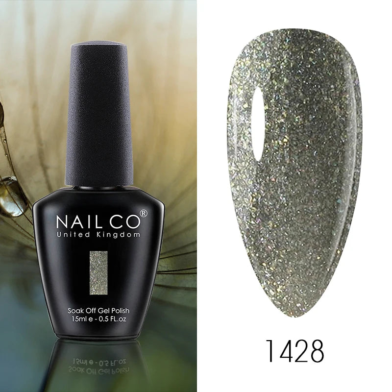 NAILCO 15ML Top Gel Nail Polish Nails Semi-permanent UV Varnish Glitter High Quality Glass Bottle Nail Art Polish For Manicure