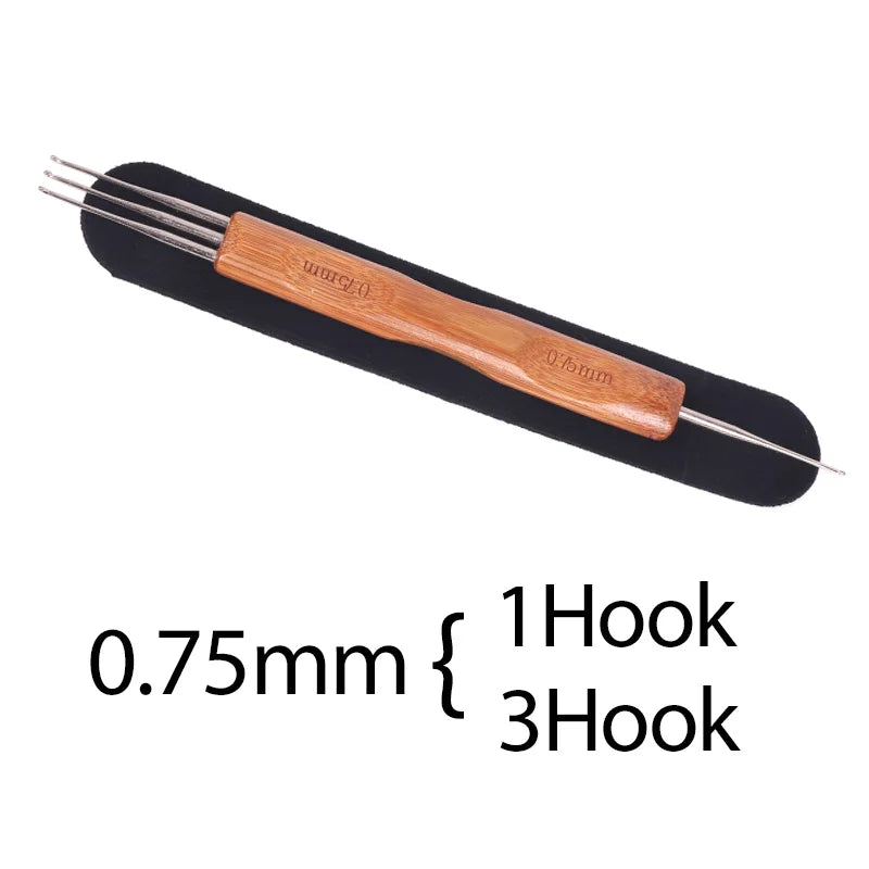 Nunify New Double Side Crochet Needle Hooks For Dreadlock Crochet Hook For Hair Braiding Bamboo Handle One Double Triple Head