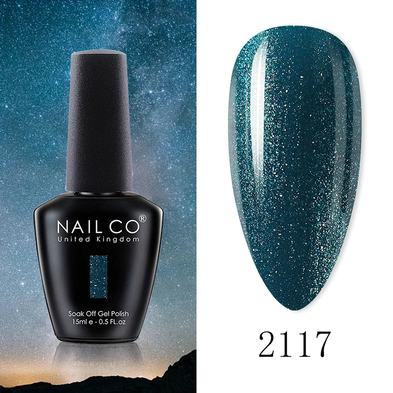 NAILCO 15ML Top Gel Nail Polish Nails Semi-permanent UV Varnish Glitter High Quality Glass Bottle Nail Art Polish For Manicure