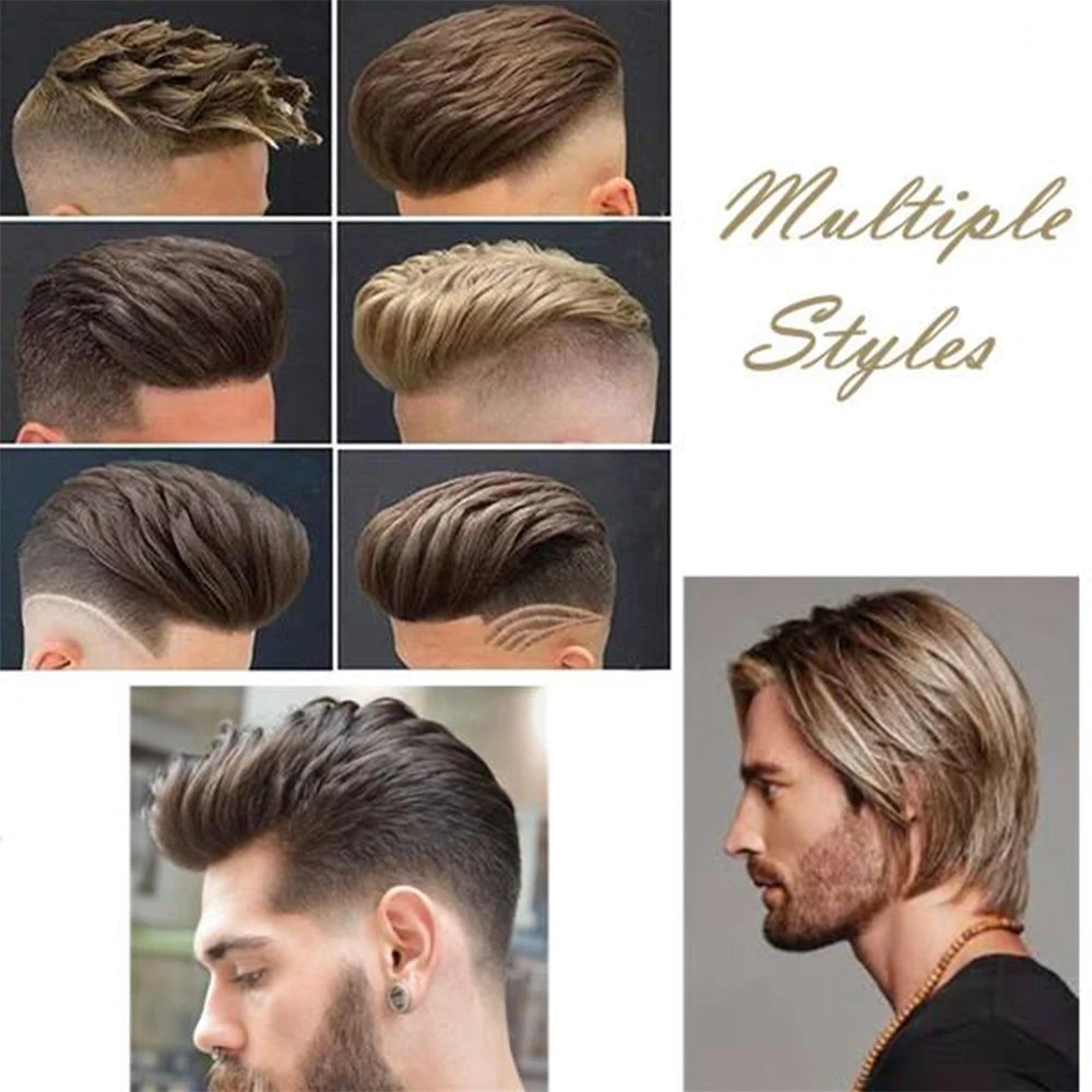 Realistic Men's Toupee Durable NPU Bond Gray Male Human Hair Prosthesis Capillary System Natural Hairline Comfortable Fine Mono